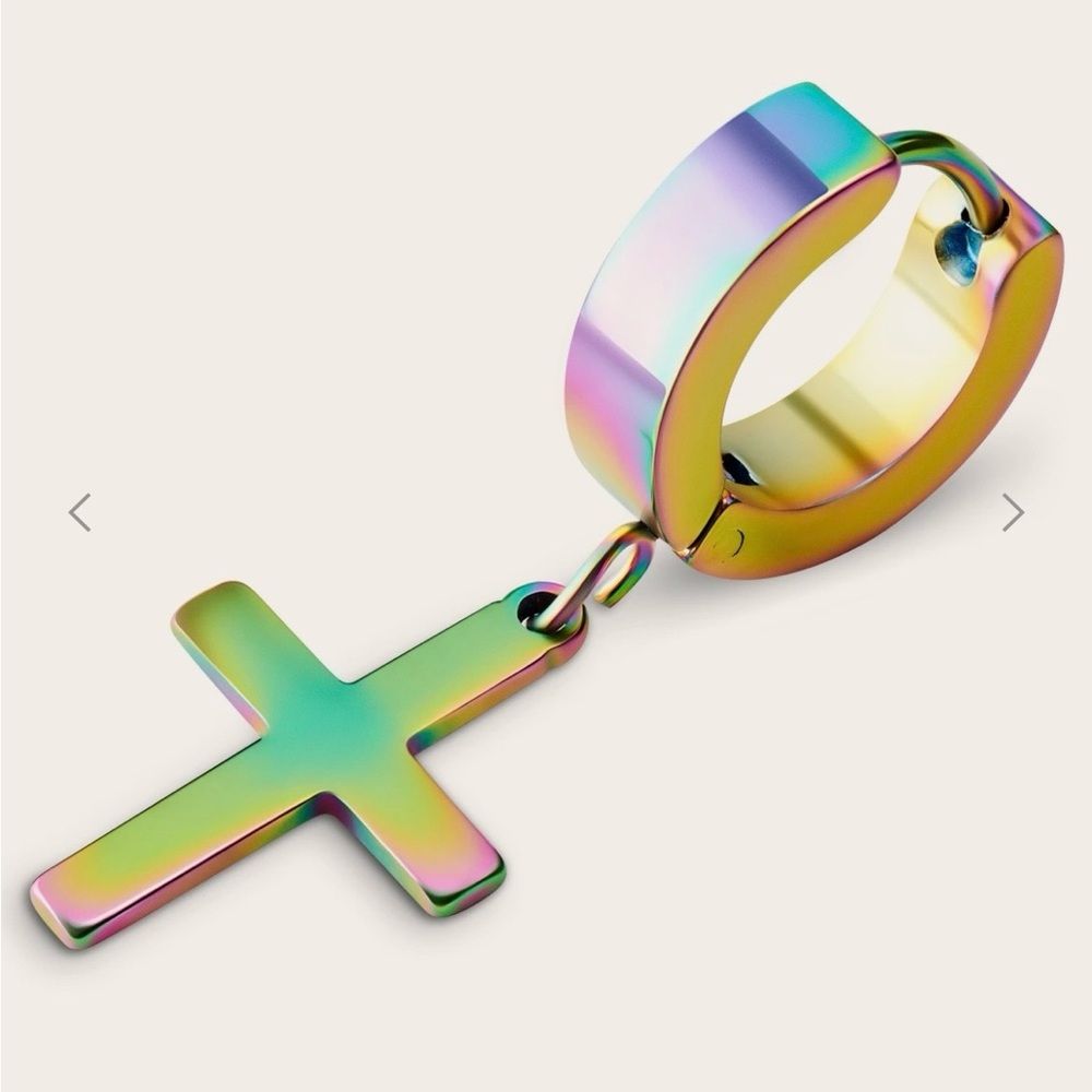 Black Cross Dangle Earring - Picture 4 of 5